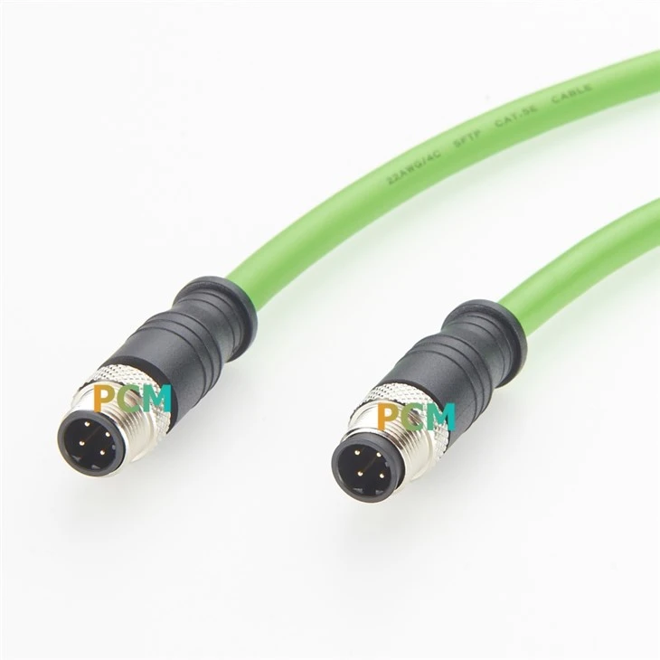 M12 4Pin D Code Male To Male CAT5E Cable factory