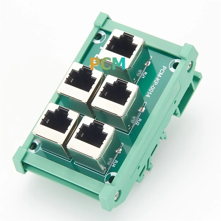 RJ45 8P8C 5 Way DIN Rail Mount Interface Module
