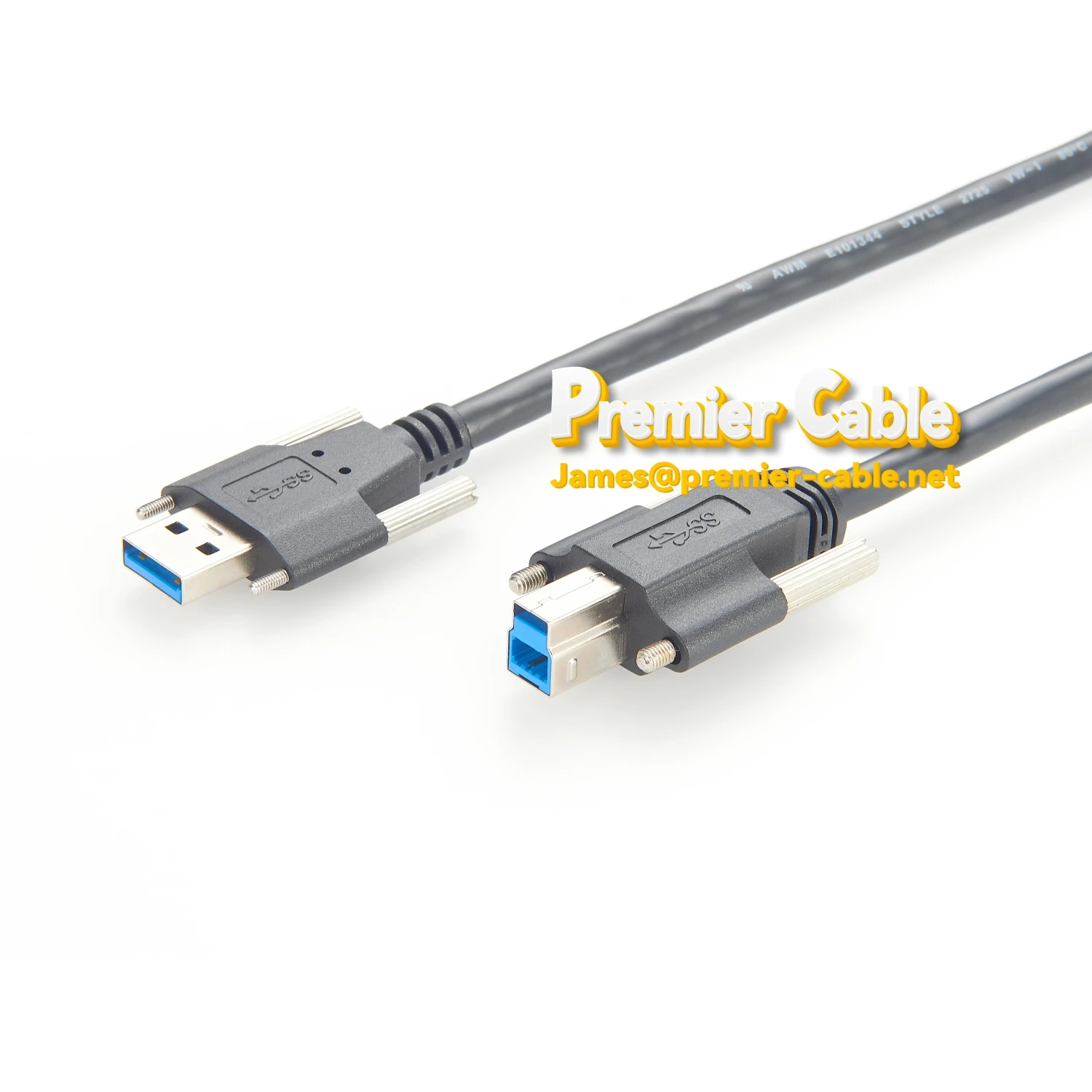 USB 3.0 cable A male to B male with screw lock USB 3.0 cable A male to B male with screw lock